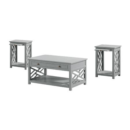 Alaterre Furniture Coventry 36" Coffee Table with Drawer and Two End Tables with Tray, Set of 3 ANCT0221340